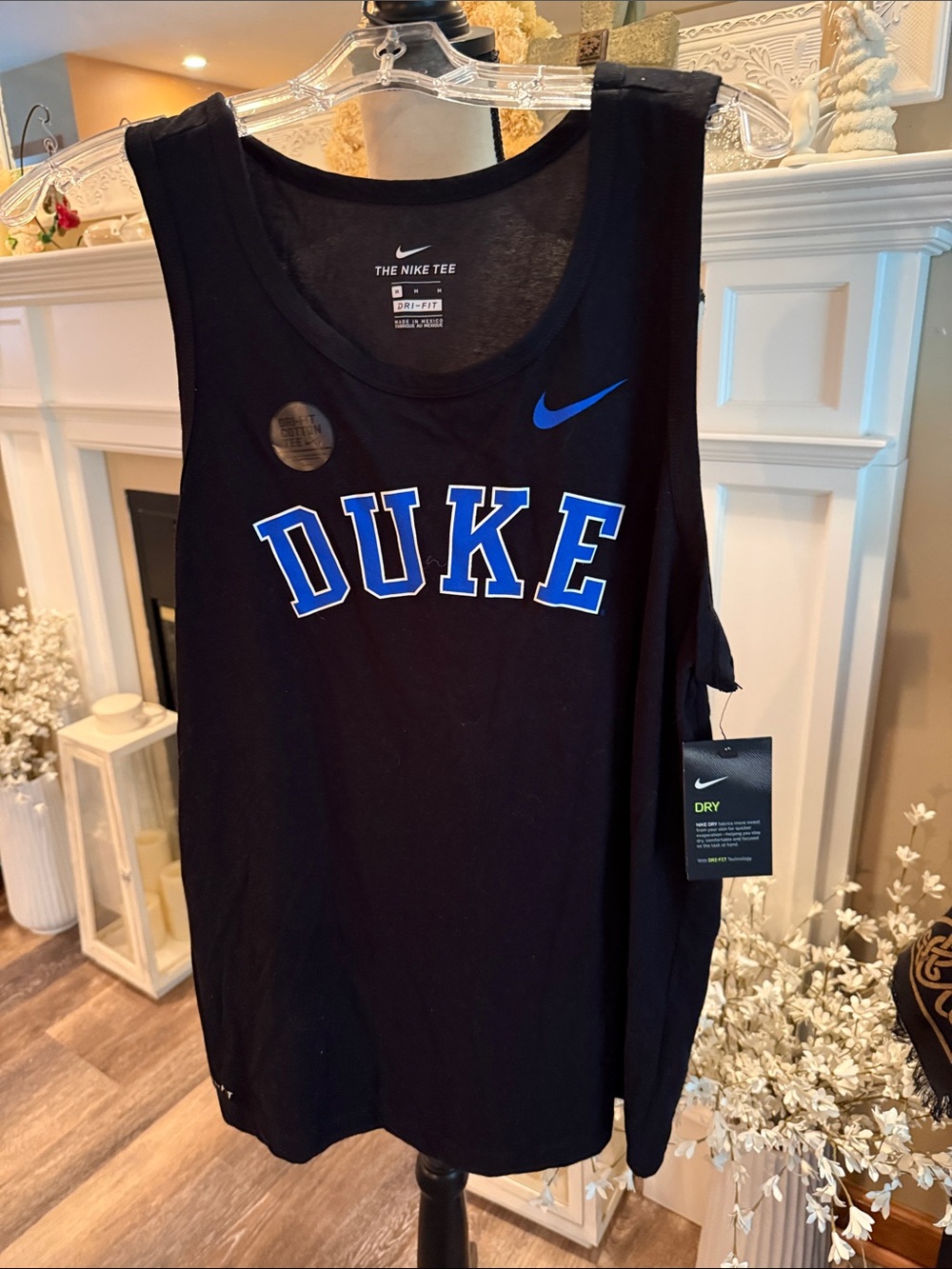 Nike Black Duke Dri-FIT Tank with Blue Logo